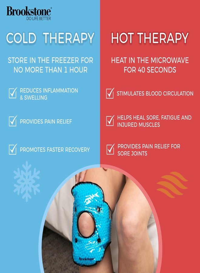 Brookstone Knee Ice Pack Wrap With Silica Beads - Hot and Cold Therapy for Pain Relief - Reusable for Swelling, Injuries, and Post-Surgery Recovery - Azure Blue - Image 2